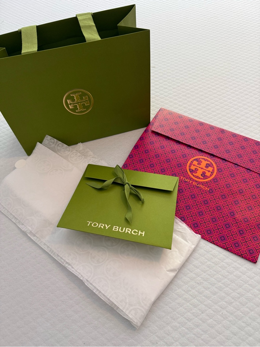 Tory Burch Olive Green & Pink Branded Bags